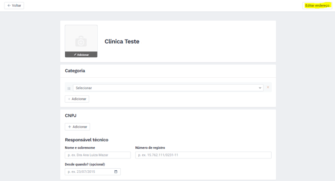 Dctoralia - Criar Perfil Gratuito Clínicas - Endereço